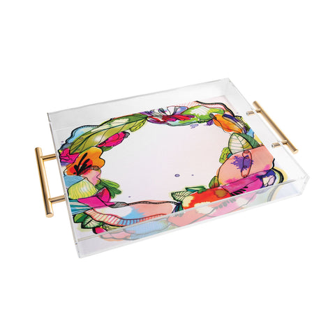 CayenaBlanca Floral Frame Acrylic Tray