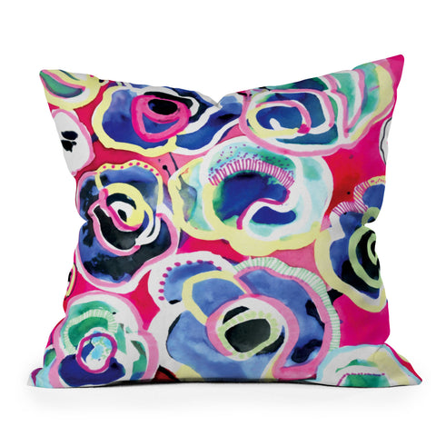 CayenaBlanca Flower Party Outdoor Throw Pillow