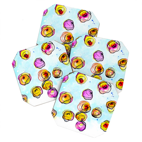 CayenaBlanca Flower Rain Coaster Set