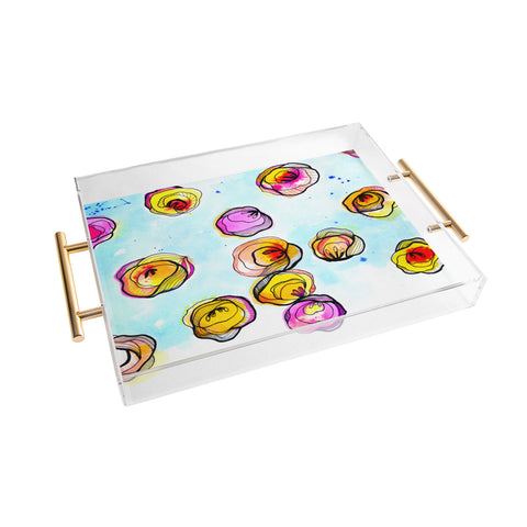 CayenaBlanca Flower Rain Acrylic Tray