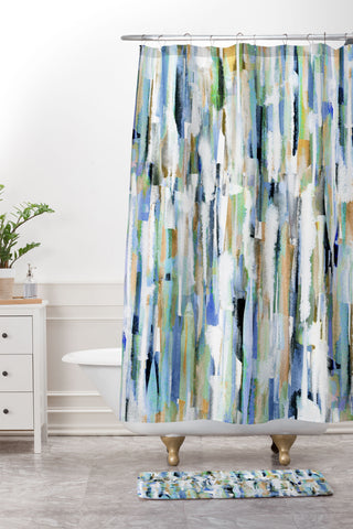 CayenaBlanca Gentle Currents Shower Curtain And Mat
