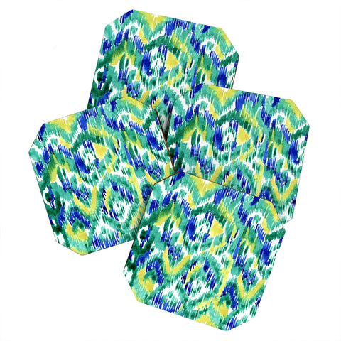CayenaBlanca Green Ikat Coaster Set