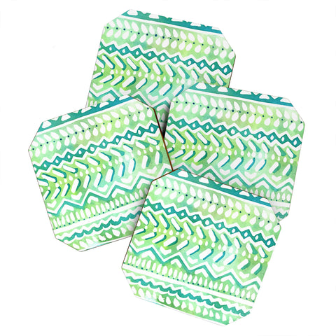CayenaBlanca Green Tribal Coaster Set