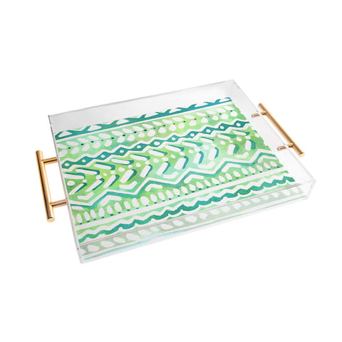 CayenaBlanca Green Tribal Acrylic Tray