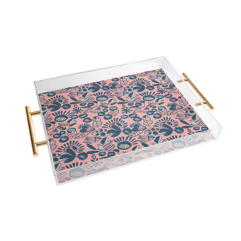 CayenaBlanca Indigo and Coral Acrylic Tray