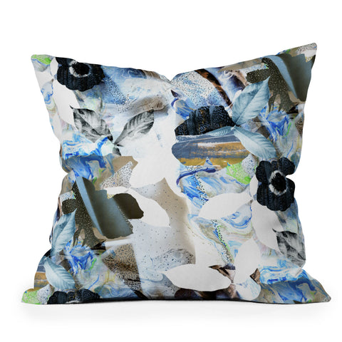 CayenaBlanca Marbled flowers Outdoor Throw Pillow