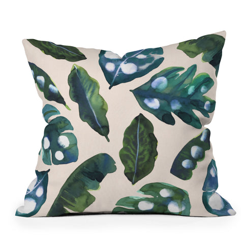 CayenaBlanca Minimal Jungle Outdoor Throw Pillow