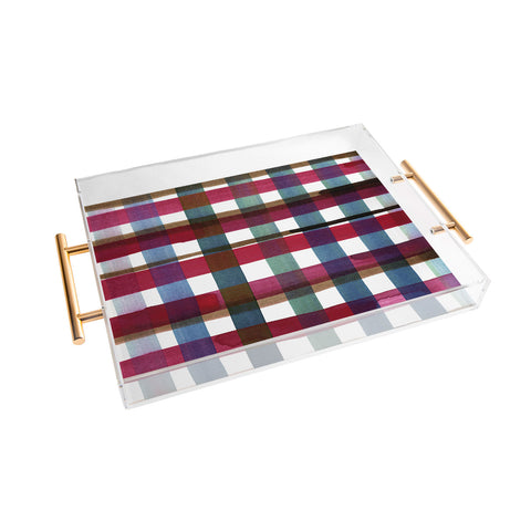 CayenaBlanca Modern Christmas Plaids Acrylic Tray