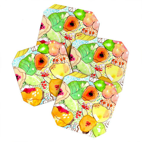 CayenaBlanca Organic Flowers Coaster Set