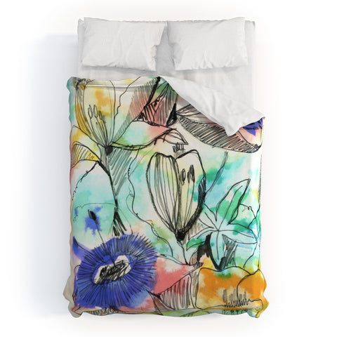 CayenaBlanca Pastels Flowers Duvet Cover