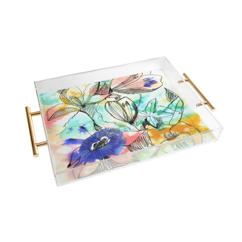 CayenaBlanca Pastels Flowers Acrylic Tray
