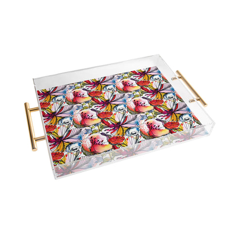 CayenaBlanca Pattern Flowers Acrylic Tray