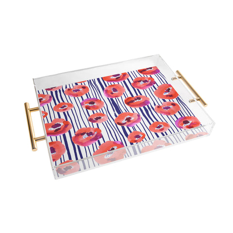 CayenaBlanca Peonies and stripes Acrylic Tray