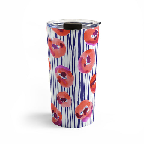 CayenaBlanca Peonies and stripes Travel Mug