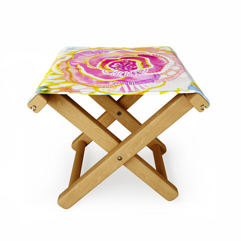 CayenaBlanca Pink Sunflower Folding Stool