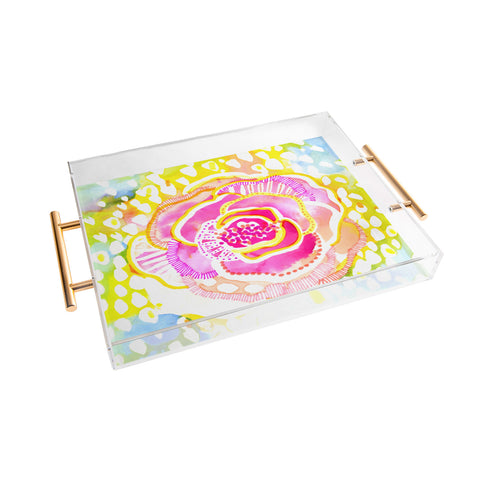 CayenaBlanca Pink Sunflower Acrylic Tray