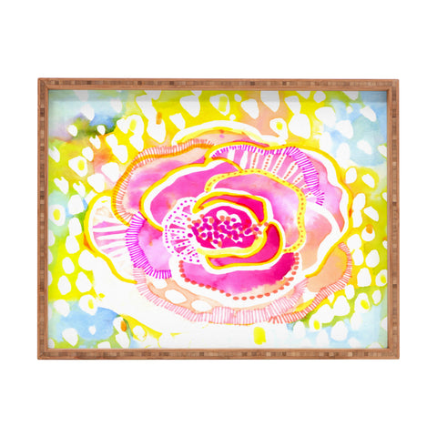 CayenaBlanca Pink Sunflower Rectangular Tray