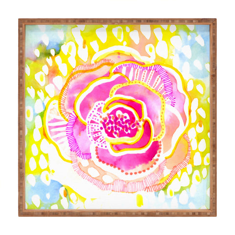 CayenaBlanca Pink Sunflower Square Tray