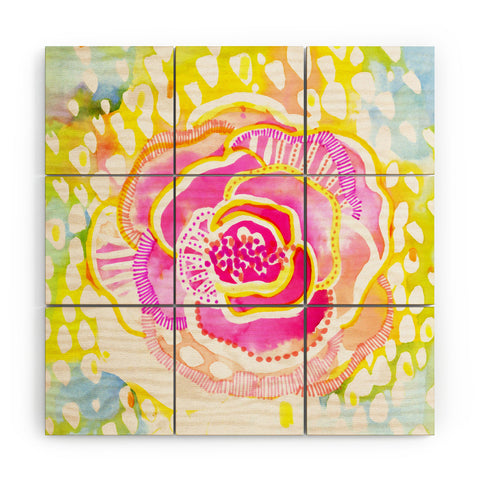 CayenaBlanca Pink Sunflower Wood Wall Mural