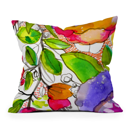 CayenaBlanca Watercolour Flowers Outdoor Throw Pillow