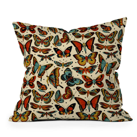 CeciTattoos BUTTerflies pattern Outdoor Throw Pillow