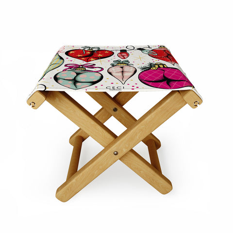 CeciTattoos XXXmas Christmas decorations booty tattoo flash Folding Stool