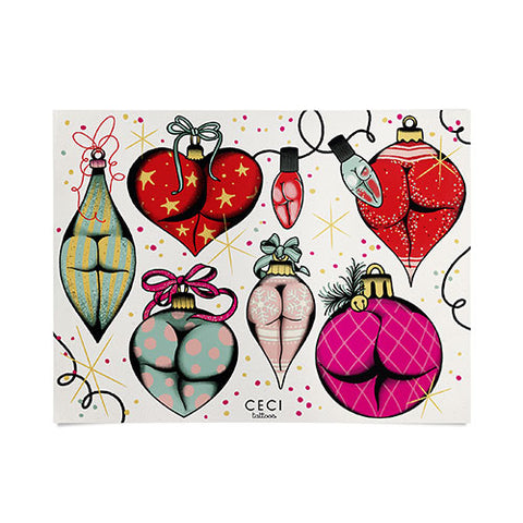 CeciTattoos XXXmas Christmas decorations booty tattoo flash Poster
