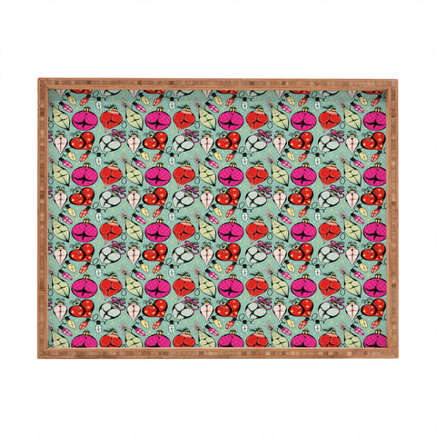 CeciTattoos XXXmas Christmas decorations booty tattoo flash Rectangular Tray