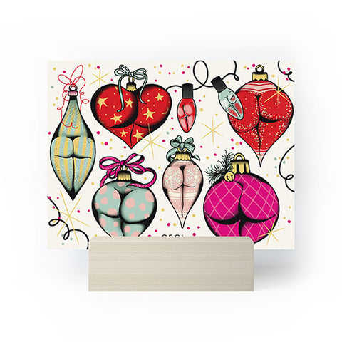 CeciTattoos XXXmas Christmas decorations booty tattoo flash Mini Art Print