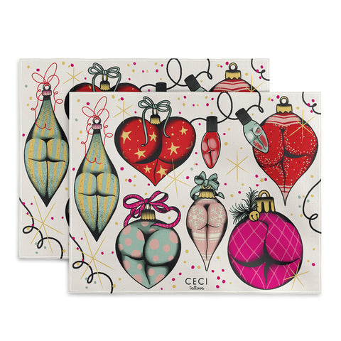 CeciTattoos XXXmas Christmas decorations booty tattoo flash Placemat