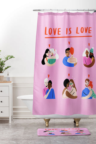Charly Clements Love is Love 1 Shower Curtain And Mat