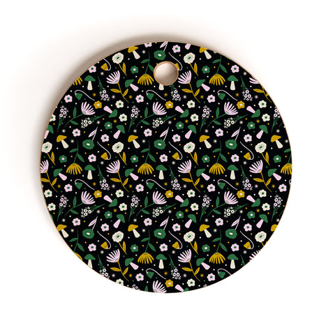 Charly Clements Magic Mushroom Forest Pattern Cutting Board Round