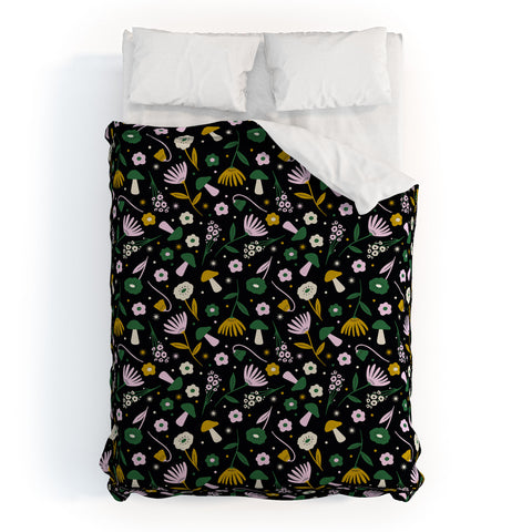 Charly Clements Magic Mushroom Forest Pattern Duvet Cover