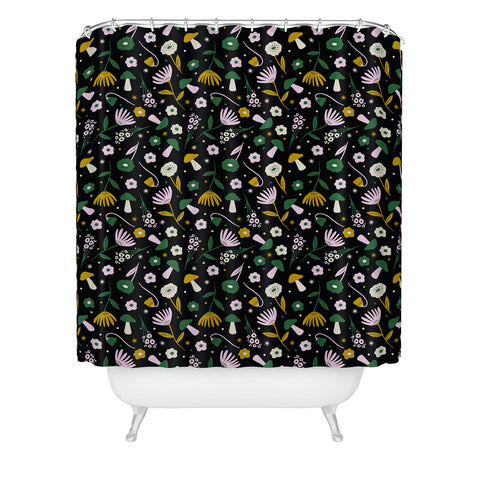 Charly Clements Magic Mushroom Forest Pattern Shower Curtain