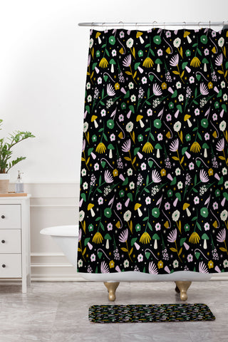 Charly Clements Magic Mushroom Forest Pattern Shower Curtain And Mat