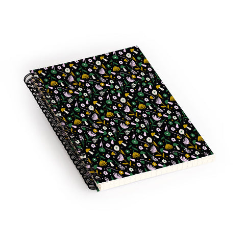 Charly Clements Magic Mushroom Forest Pattern Spiral Notebook