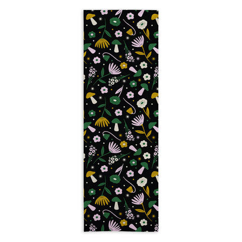 Charly Clements Magic Mushroom Forest Pattern Yoga Towel