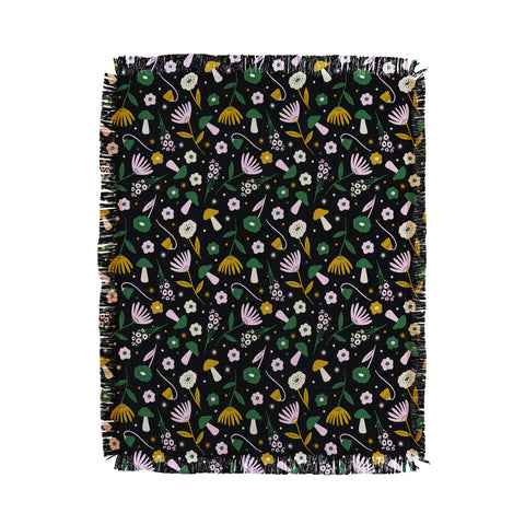 Charly Clements Magic Mushroom Forest Pattern Throw Blanket