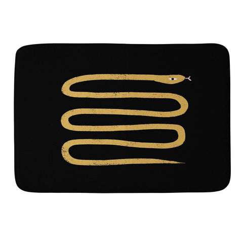 Charly Clements Minimal Snake Black and Gold Memory Foam Bath Mat
