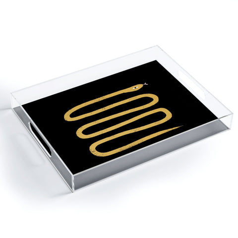 Charly Clements Minimal Snake Black and Gold Acrylic Tray