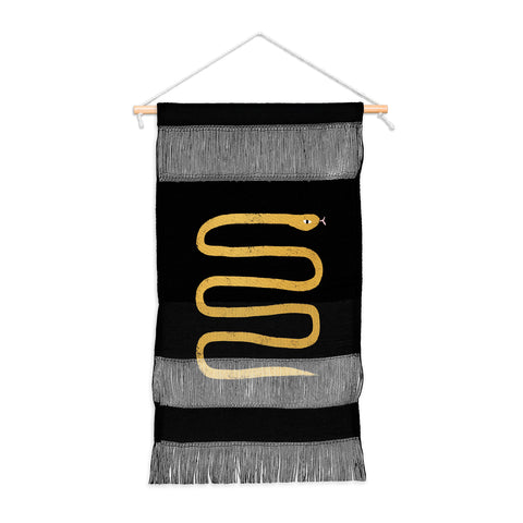 Charly Clements Minimal Snake Black and Gold Wall Hanging Portrait
