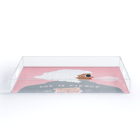 Charly Clements She is Fierce Pink Acrylic Tray Gold Handles