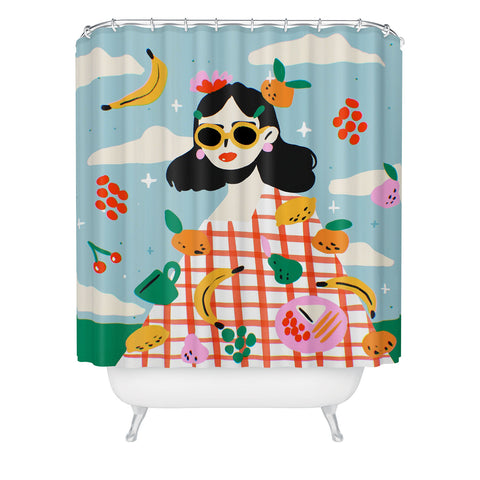 Charly Clements Summer Fruits Picnic Shower Curtain