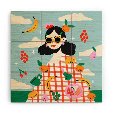 Charly Clements Summer Fruits Picnic Wood Wall Mural