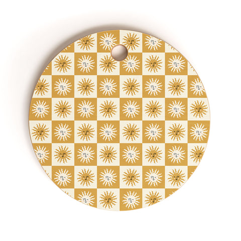 Charly Clements Vintage Checkered Sunshine Cutting Board Round