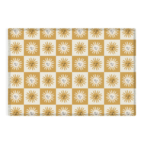Charly Clements Vintage Checkered Sunshine Outdoor Rug