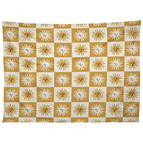Charly Clements Vintage Checkered Sunshine Tapestry