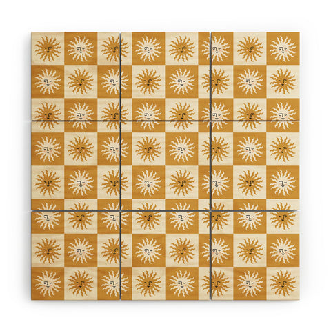 Charly Clements Vintage Checkered Sunshine Wood Wall Mural