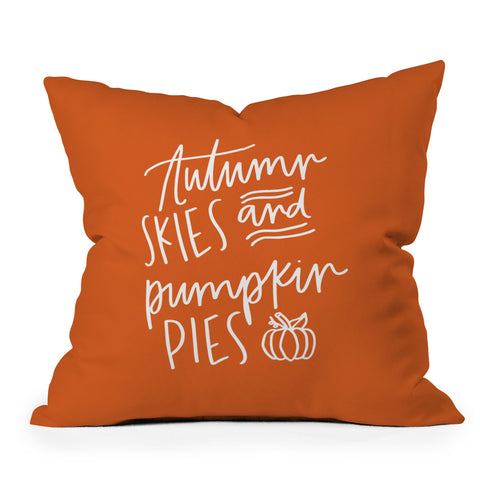 Chelcey Tate Autumn Skies And Pumpkin Pies Orange Outdoor Throw Pillow