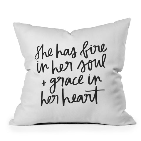 Chelcey Tate Grace In Her Heart BW Outdoor Throw Pillow